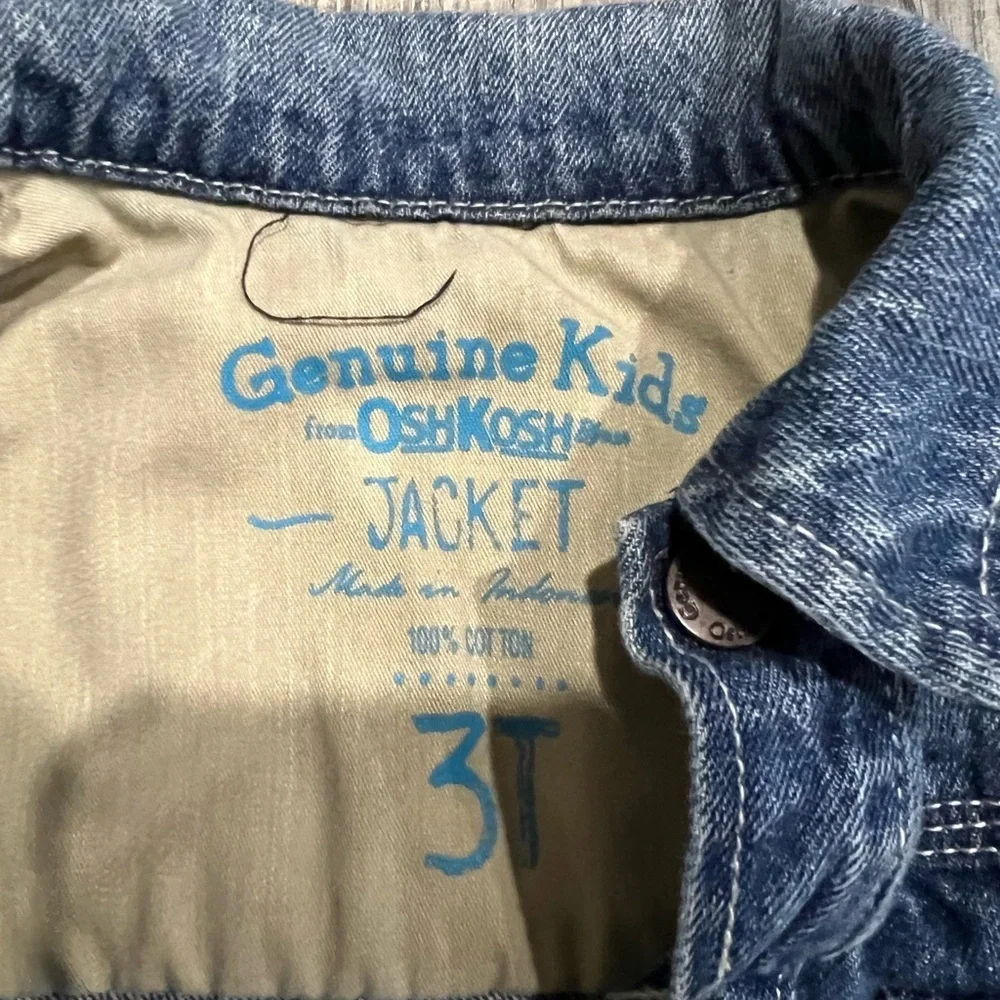 OshKosh B'gosh Genuine Kids Blue Denim Jacket Stylish Boys Size 3T EUC